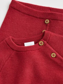 Rouge - Ensemble pull et legging en maille bébé (0 mois-2 ans)