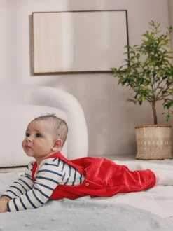 Rouge - Ensemble salopette et body en velours côtelé (0mois-2ans)