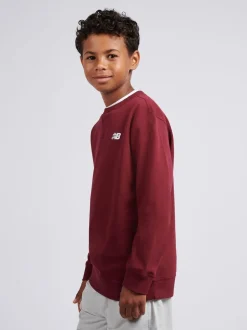 Rouge - New Balance Sweat-shirt col rond en French terry à petit logo