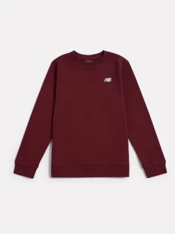 Rouge - New Balance Sweat-shirt col rond en French terry à petit logo