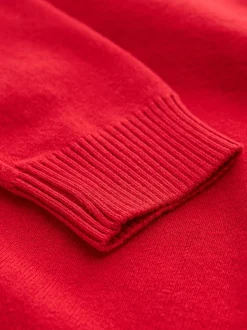 Rouge - Pull scolaire tricoté à col en V (3-16ans)