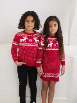 Rouge - Pull The Little Tailor motif jacquard renne de Noël enfant