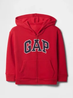 Rouge - Sweat à capuche zippé à logo Gap décontracté (6mois à5ans)