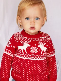 Rouge - The Little Tailor - Pull de Noël en forme de renne et de foire
