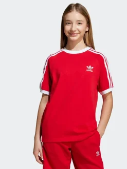 Rouge - T-shirt Adidas Original Adicolor 3-Rayures enfant