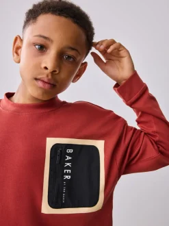 Rouge - T-shirt Baker by Ted Baker poids lourd à manches longues