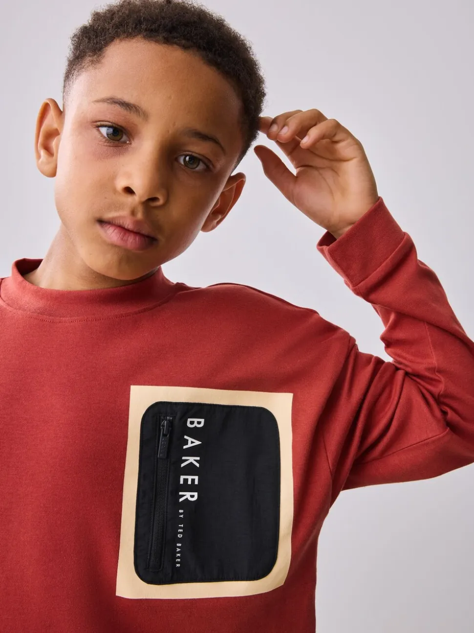 Rouge - T-shirt Baker by Ted Baker poids lourd à manches longues