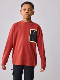 Rouge - T-shirt Baker by Ted Baker poids lourd à manches longues