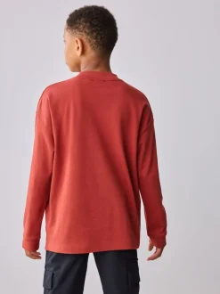 Rouge - T-shirt Baker by Ted Baker poids lourd à manches longues