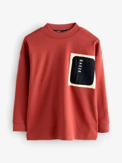 Rouge - T-shirt Baker by Ted Baker poids lourd à manches longues