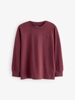 Rouge Berry/Gris/Blanc/Bleu - Lot de 4 T-shirts à manches longues et confortables (3-16ans)