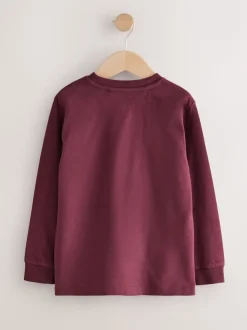 Rouge Berry/Gris/Blanc/Bleu - Lot de 4 T-shirts à manches longues et confortables (3-16ans)