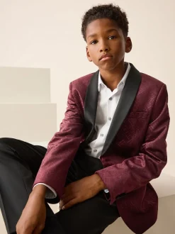 Rouge bordeaux - Blazer en velours texturé (3-16ans)
