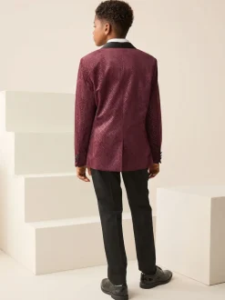 Rouge bordeaux - Blazer en velours texturé (3-16ans)