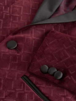 Rouge bordeaux - Blazer en velours texturé (3-16ans)