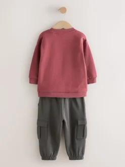 Rouge bordeaux - Ensemble Sweat-shirt et Survêtement utilitaire (3mois-7ans)