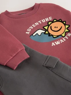 Rouge bordeaux - Ensemble Sweat-shirt et Survêtement utilitaire (3mois-7ans)