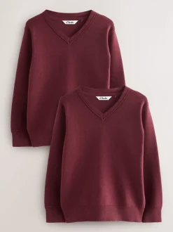 Rouge bordeaux - Lot de 2 pulls Clarks unisexes en maille pour l’école