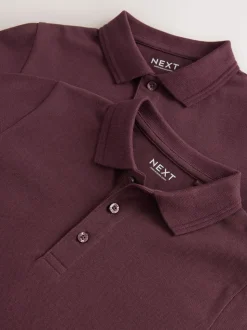 Rouge bordeaux - Polos en coton à manches courtes pour l'école, lot de 2 (3-16ans)