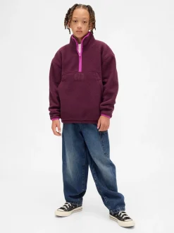Rouge bordeaux - Sweat-shirt à enfiler semi-zippé avec Logo Gap Sherpa (4-13ans) (4-13ans)