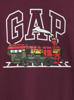 Rouge bordeaux - T-shirt Gap graphique à manches longues (6mois-5ans)