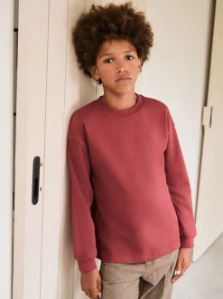 Rouge bordeaux - T-shirt épais décontracté à manches longues (3-16ans)