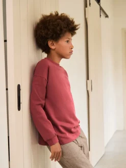 Rouge bordeaux - T-shirt épais décontracté à manches longues (3-16ans)