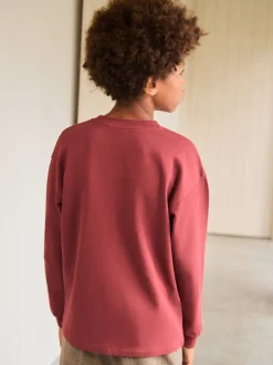 Rouge bordeaux - T-shirt épais décontracté à manches longues (3-16ans)