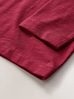 Rouge bordeaux - T-shirt semi-uni à manches longues (3mois-7ans)