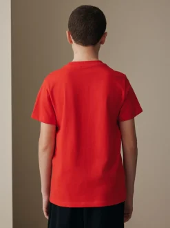 Rouge Football - T-shirt imprimé graphique à manches courtes coupe régulière (3-16ans)