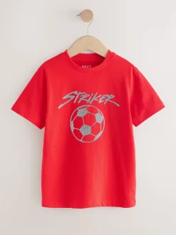 Rouge Football - T-shirt imprimé graphique à manches courtes coupe régulière (3-16ans)