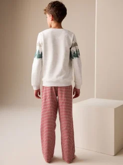 Rouge motif camion - Sweat-shirt de Noël et pyjamas en flanelle assortis (1.5-16ans)