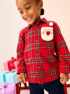 Rouge Noir - Chemise à carreaux de Noël à manches longues (3mois-10ans)