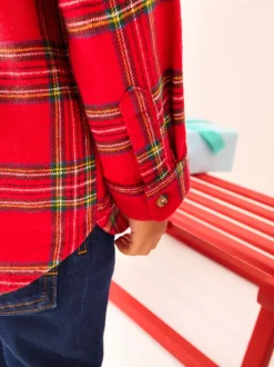 Rouge Noir - Chemise à carreaux de Noël à manches longues (3mois-10ans)