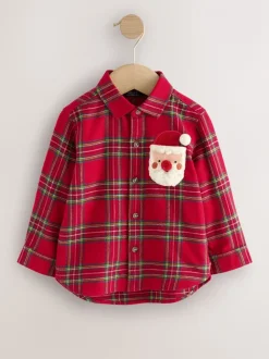 Rouge Noir - Chemise à carreaux de Noël à manches longues (3mois-10ans)