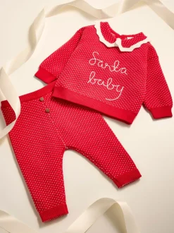 Rouge père Noël - Ensemble pull et legging bébé Noël (0mois-2ans)