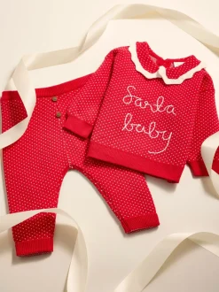 Rouge père Noël - Ensemble pull et legging bébé Noël (0mois-2ans)