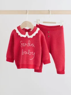 Rouge père Noël - Ensemble pull et legging bébé Noël (0mois-2ans)