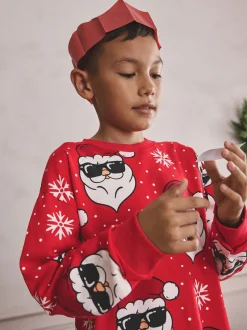 Rouge père Noël - Pyjama de Noël à jogging simple (3-16ans)