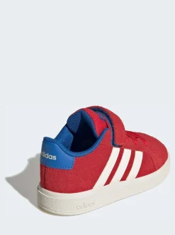 Rouge/Blanc - adidas Grand Court 2.0 Baskets à lacets élastiques bébé