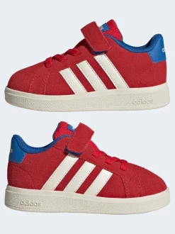 Rouge/Blanc - adidas Grand Court 2.0 Baskets à lacets élastiques bébé