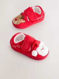 Rouge/Blanc Noël - Chaussons Cupsole doublés chauds