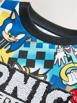 Rouge/Bleu - T-shirt à paillettes Sonic Flippy (3-16ans)