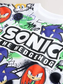 Rouge/bleu imprimé sur l’ensemble - T-shirt Sonic (3-16ans)