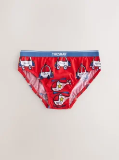 Rouge/bleu motif véhicules d'urgence - Lot de 7 slips en coton (1.5-10ans)