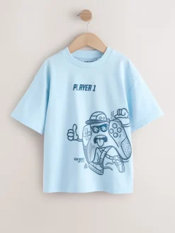 Rouge/bleu/ciment - T-shirts à manches courtes à imprimé graphique coupe standard Lot de 3 (3à16ans)