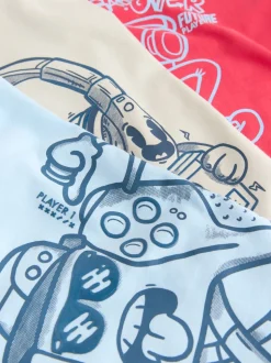 Rouge/bleu/ciment - T-shirts à manches courtes à imprimé graphique coupe standard Lot de 3 (3à16ans)