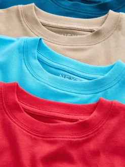Rouge/bleu/marine/neutre - Lot de 4 t-shirts à manches courtes (3-16 ans)