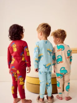 Rouge/Bleu/Neutre Animal - Lot de 3 pyjamas Snuggle (9mois-10ans)
