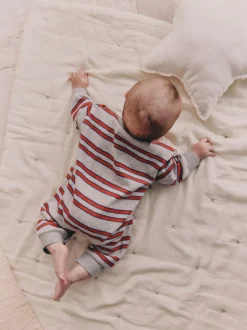 Rouge/Grey Rayure - Barboteuse en molleton bébé (0mois à3ans)